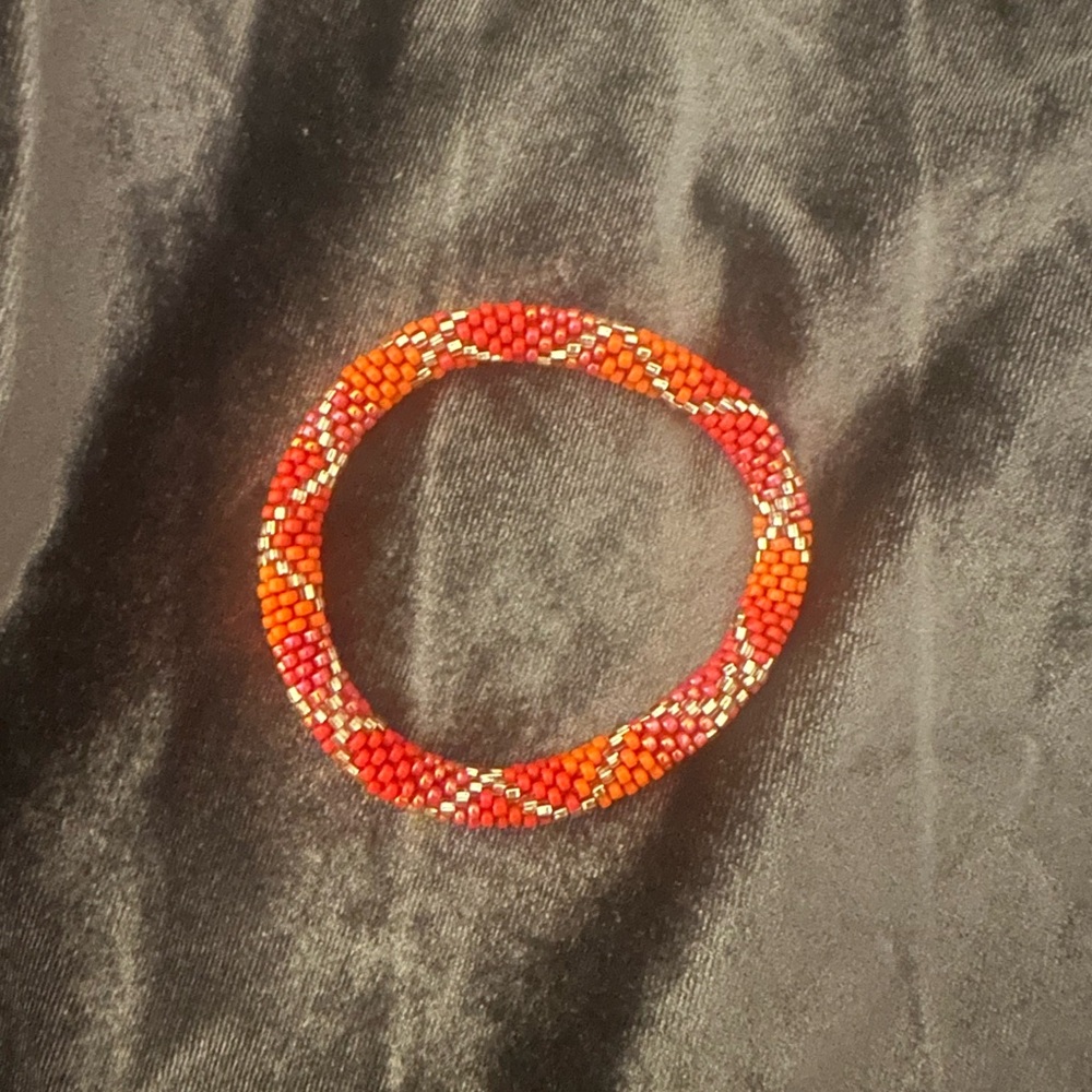 Lily and Laura Beaded Bracelet- Red and Orange